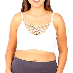BOUTIQUE ITEM- ✴️LAST ONE✴️L/XL LATTICE BRALETTE WITH REMOVABLE PADS -WH